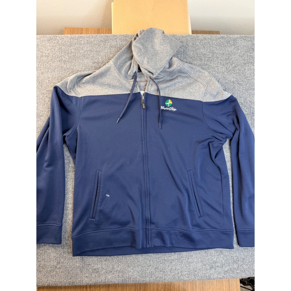 CBUK Cutter & Buck Mens XL Golf Jacket‎ Blue Grey Hoodie Pumpkin Ridge Full Zip
